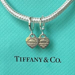 Tiffany & Co. Silver Heart Charm Hoops